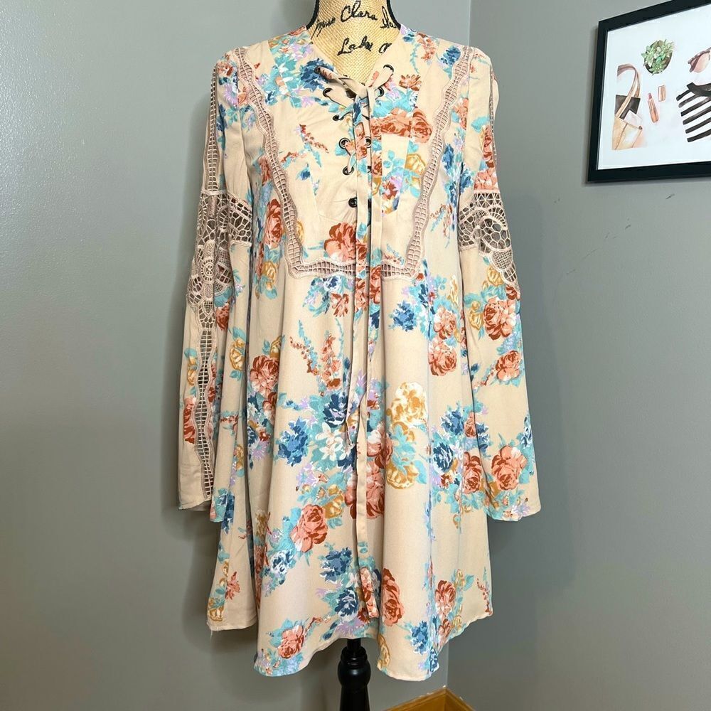 SugarLips floral boho dress beach coastal cowgirl beachy country concert travel‎